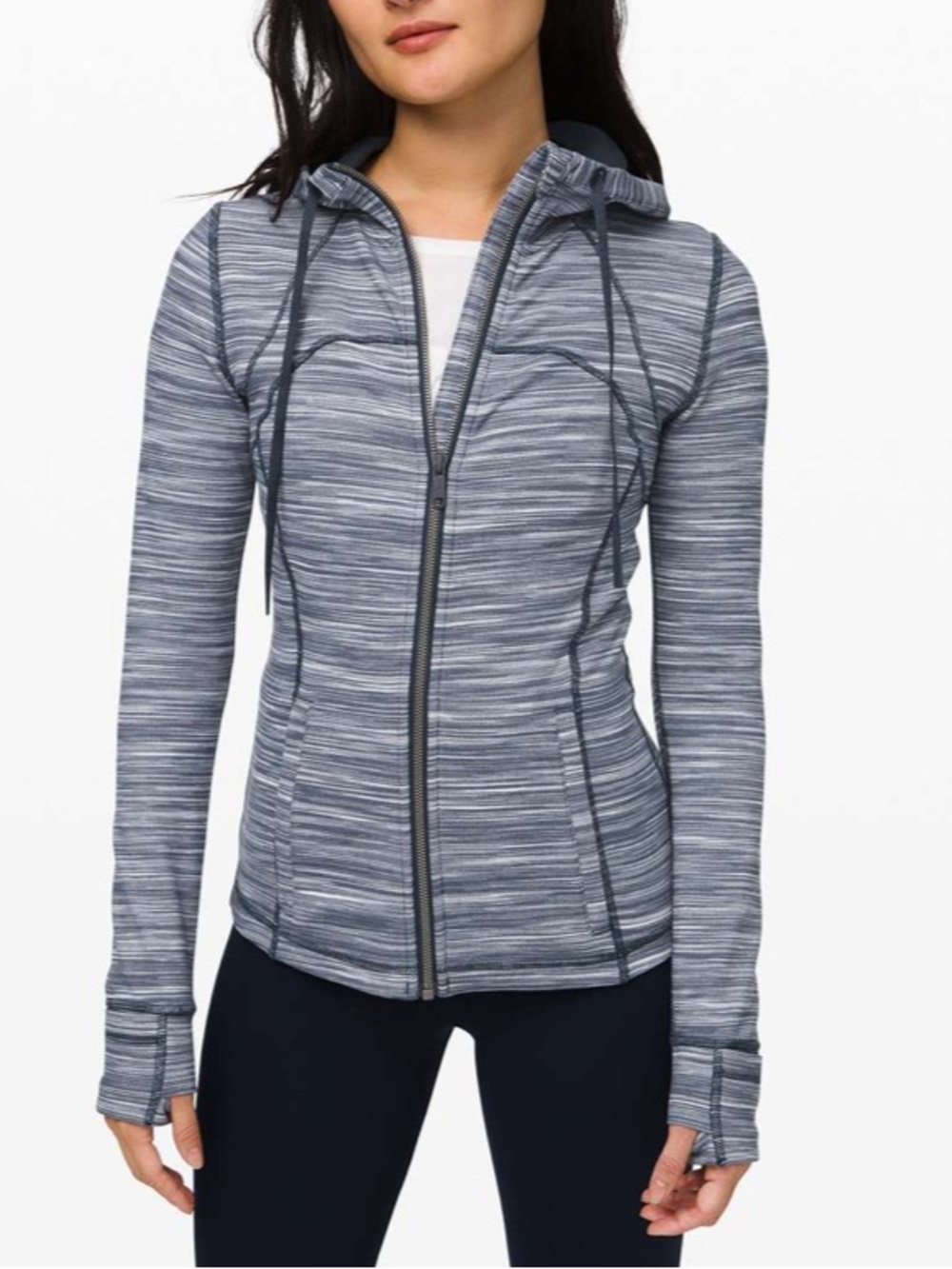 Lululemon Hooded Define Jacket Nulu Size 10 Mini Space Dye Nocturnal Teal W4BF8S